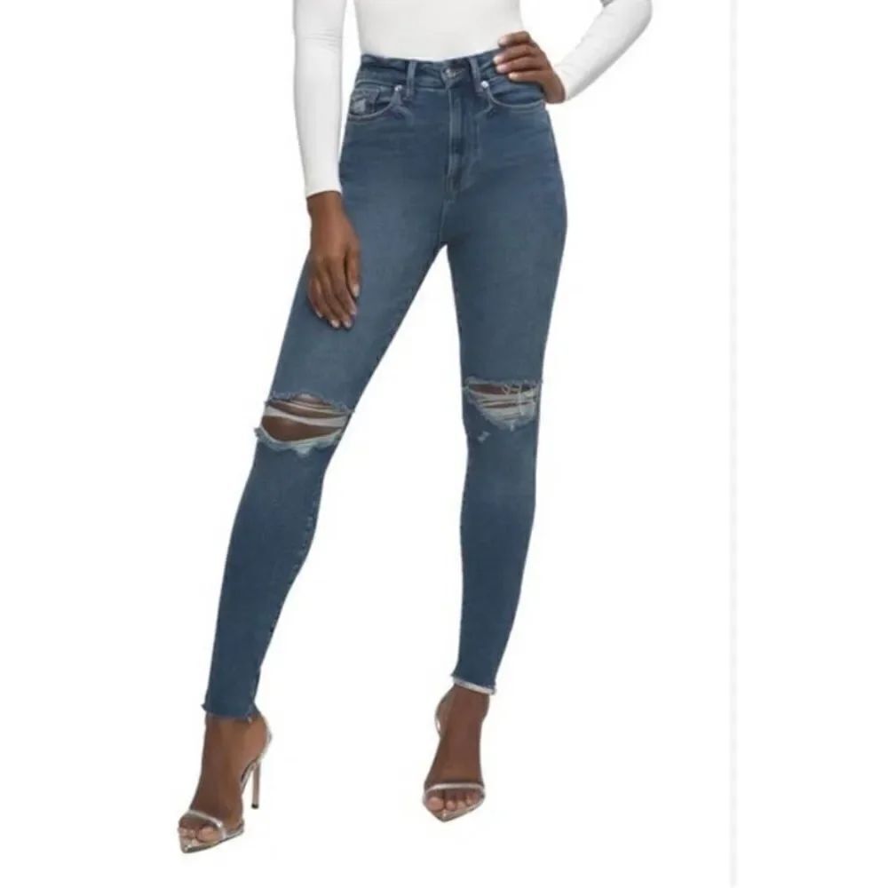Good American Good Waist Crop Raw Edge Skinny Jeans Size 20